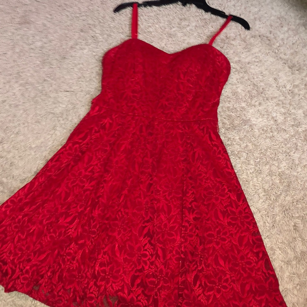 Red lace dress
